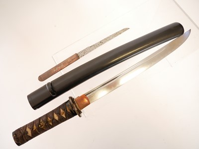 Lot 126 - Japanese Tanto, 27cm cutting edge, 3mm sori,...