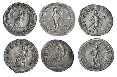 Lot 1 - Gordian III (238-244AD) a selection of silver Antoninianii, loose, VF-EF (6).