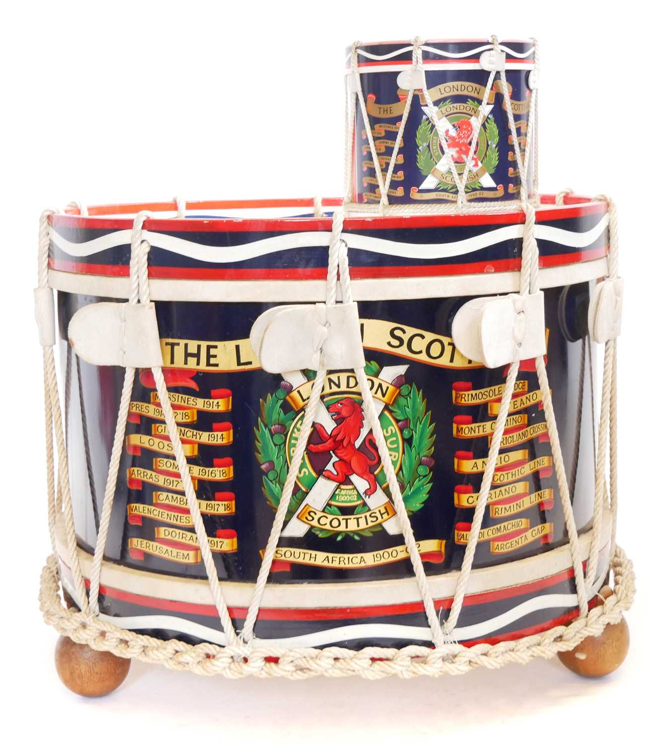 Lot 169 - London Scottish regimental tenor drum/coffee...