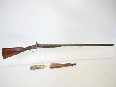 Lot 84 - Percussion 18 bore double barrel shotgun,...