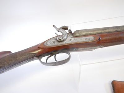 Lot 84 - Percussion 18 bore double barrel shotgun,...