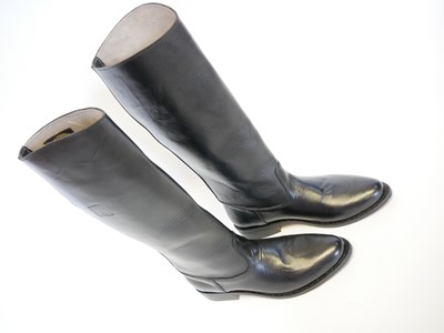 Lot 213 - Pair of reproduction German black leather...