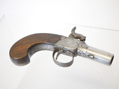 Lot 8 - Percussion box lock pistol, 1.5inch 30 bore...