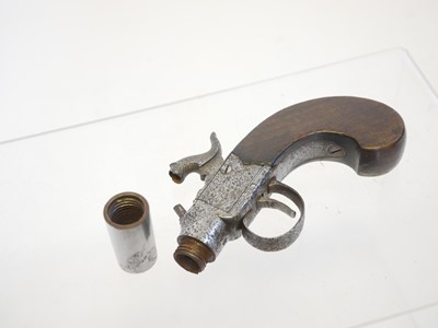 Lot 8 - Percussion box lock pistol, 1.5inch 30 bore...