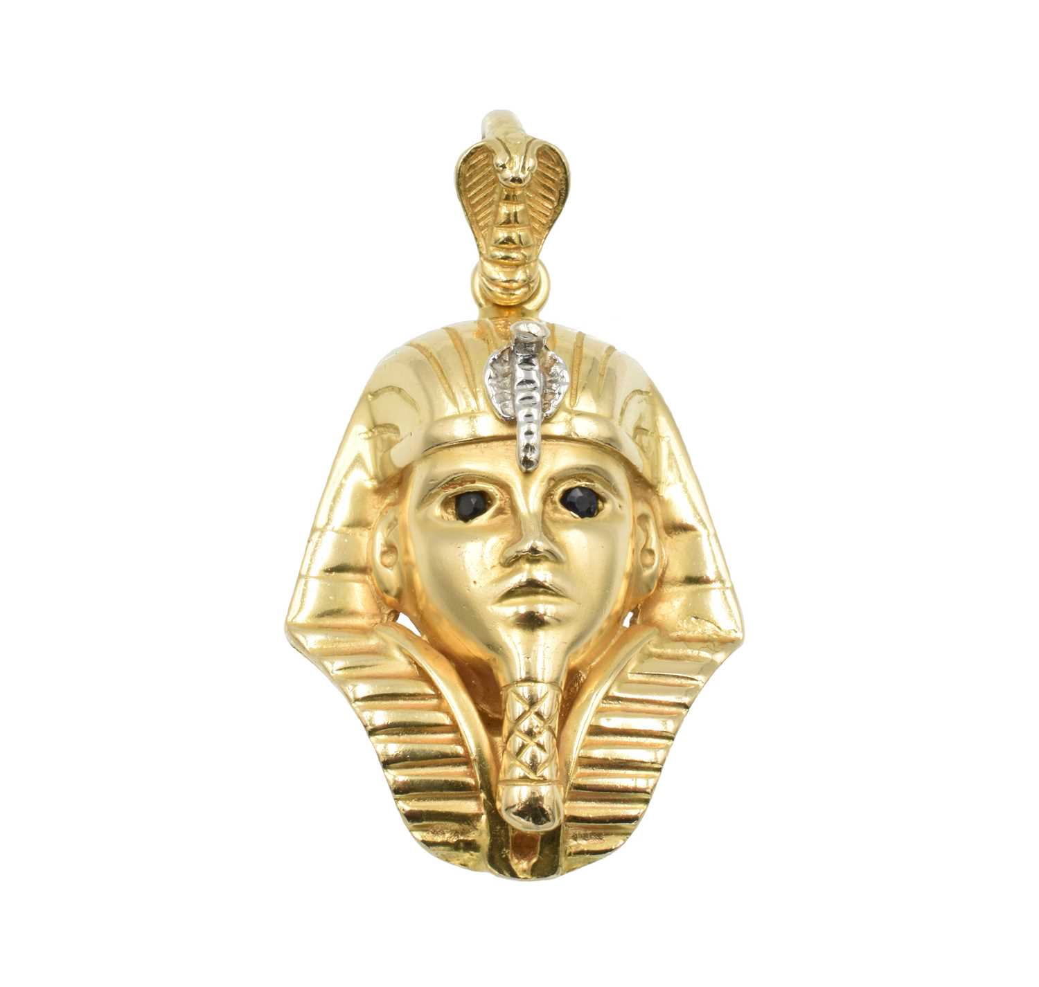 Lot 42 - A 14ct Yellow gold and sapphire pharaoh pendant