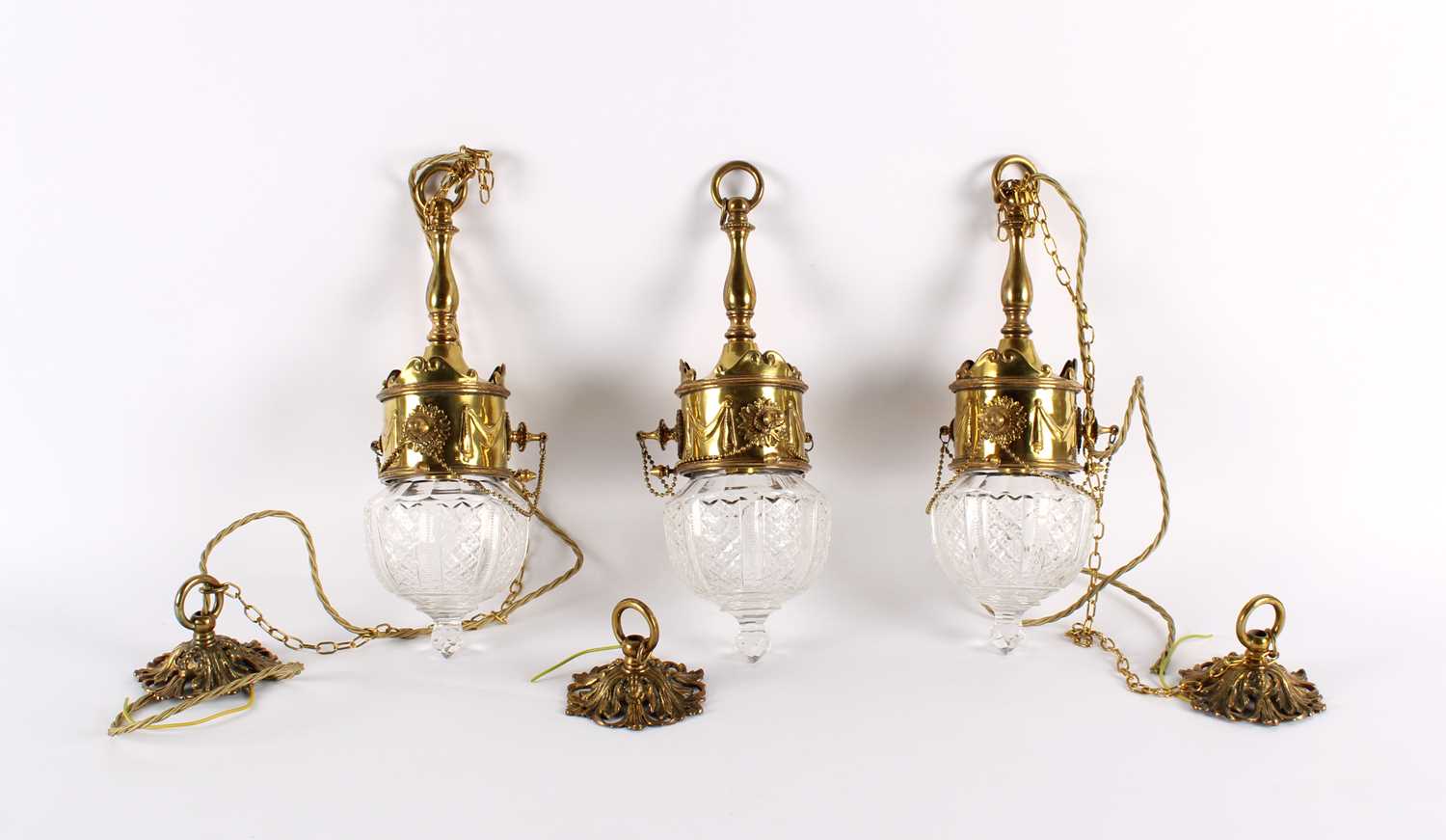 Lot 256 - An Attractive Set of Three Edwardian Neo-Classical Revival Ceiling Lights