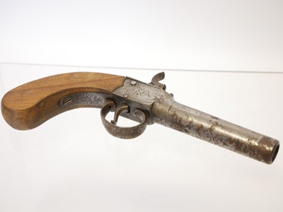 Lot 24 - English boxlock 50 bore percussion pistol,...