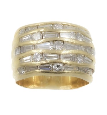 Lot 266 - An 18ct gold and diamond wide band ring, by Valentina Callegher