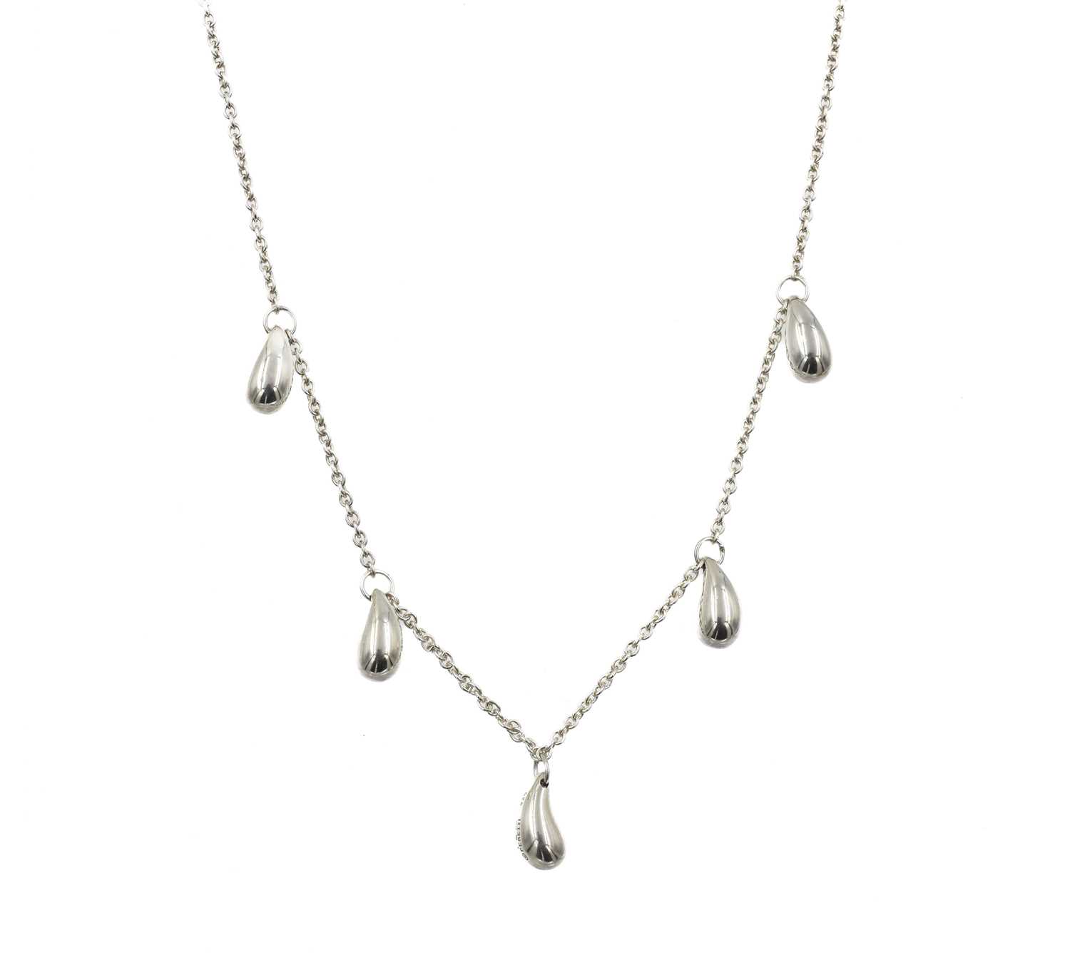 Lot 9 - A silver Tiffany five-tear drop necklace