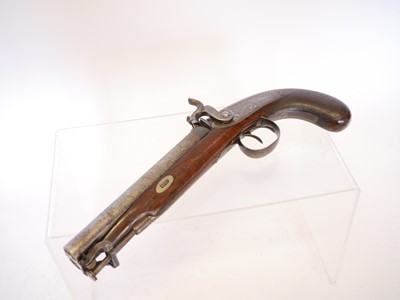 Lot 25 - Percussion double barrel 30 bore Howdah pistol...