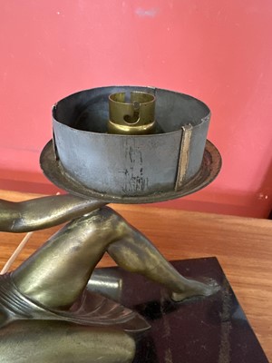 Lot 106 - Art Deco 'Egyptian Revival' Patinated Bronze Table Lamp