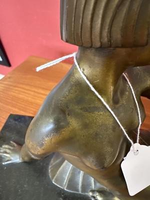 Lot 106 - Art Deco 'Egyptian Revival' Patinated Bronze Table Lamp