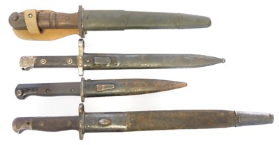 Lot 302 - Four bayonets and scabbards, including a...