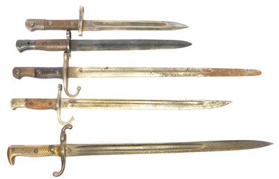 Lot 311 - Five various bayonets without scabbards,...