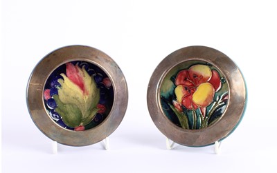 Lot 133 - Two Dishes with Applied White Metal Mounts by William Moorcroft