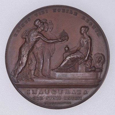 Lot 101 - Victoria, Coronation, 1838, a silver and bronze medal by B. Pistrucci (2)