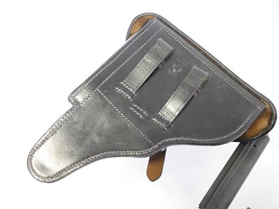 Lot Reproduction WWII Luger PO8 leather holster,...