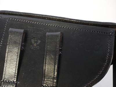 Lot Reproduction WWII Luger PO8 leather holster,...