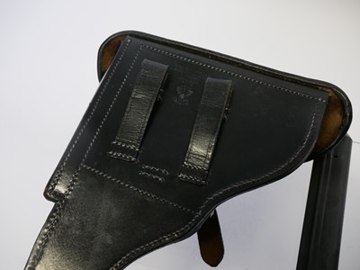 Lot Reproduction WWII Luger PO8 leather holster,...