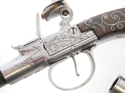 Lot E. Moody 80 bore flintlock pocket pistol,...