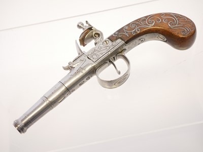 Lot E. Moody 80 bore flintlock pocket pistol,...