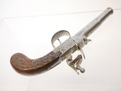 Lot E. Moody 80 bore flintlock pocket pistol,...