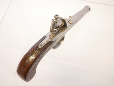 Lot E. Moody 80 bore flintlock pocket pistol,...