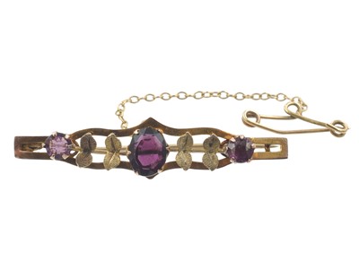 Lot An amethyst and 9ct foliate brooch by Ward Brothers