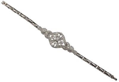 Lot 69 - An Art-Deco diamond and platinum bracelet