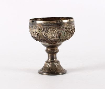 Lot A Finely Detailed Burmese White Metal Pedestal Bowl