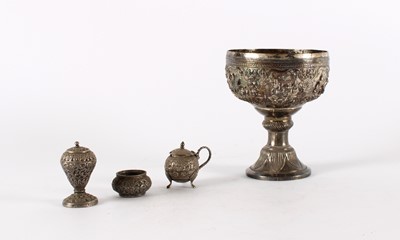 Lot A Finely Detailed Burmese White Metal Pedestal Bowl