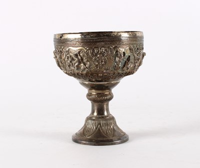 Lot A Finely Detailed Burmese White Metal Pedestal Bowl