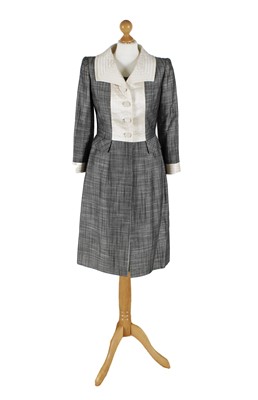 Lot 105 - A Grey Checked Dress and Dress Coat by Valentino Couture