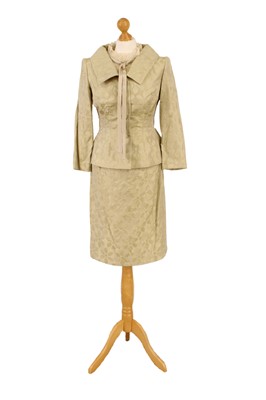 Lot 262 - A Metallic Gold Silk and Lace Skirt Suit by Valentino Couture