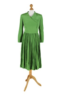 Lot 6 - Green Silk Pleated Dress by Christian Dior Haute Couture