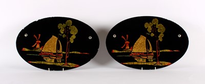 Lot 206 - Rare Pair of Art Deco Oval Crystalline Plaques