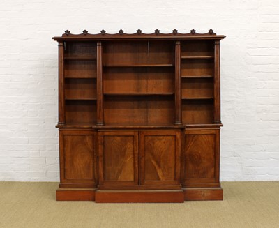 Lot A William IV Mahogany Open Breakfront Library Bookcase
