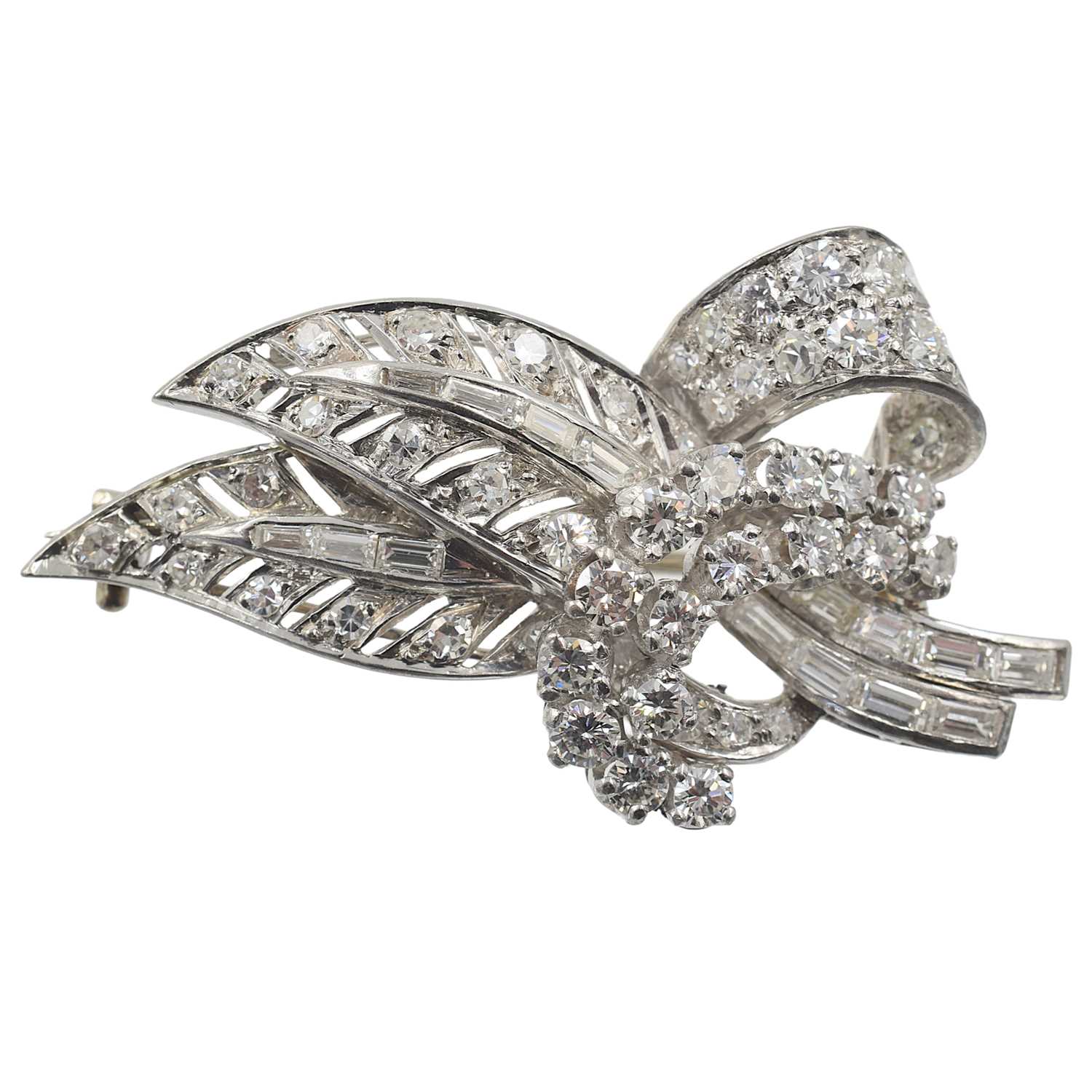 Lot 11 - A 1950's platinum and diamond spray brooch