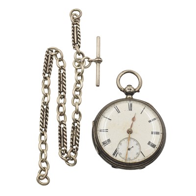 Lot 280 - A Victorian silver pocket watch and chain