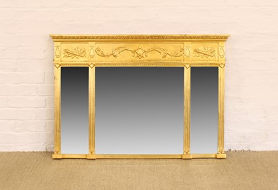 Lot A 19th Century Giltwood and Gesso Triptych Wall Mirror in the Neoclassical Taste