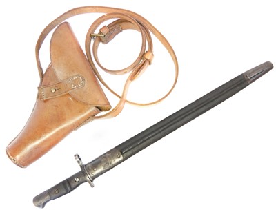 Lot P14 Remington bayonet and scabbard, also a...