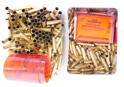 Lot Lee die sets and brass cases, to include a...