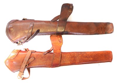 Lot Two leather cavarly carbine holsters, the...