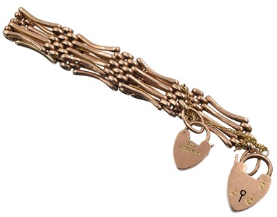Lot 116 - A 9ct rose gold gate link bracelet