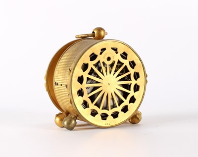Lot A Small 19th Century Gilt Brass Travelling or Bedside Clock