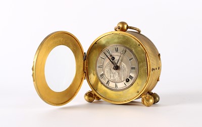 Lot A Small 19th Century Gilt Brass Travelling or Bedside Clock