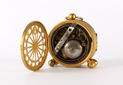 Lot A Small 19th Century Gilt Brass Travelling or Bedside Clock