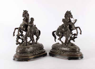 Lot A Large Pair of 20th Century Patinated Spelter Figure Groups
