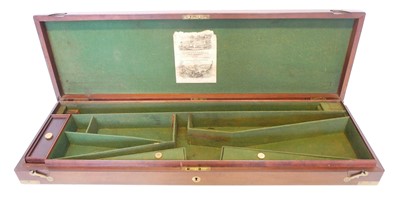 Lot Tipping Lawden mahogany gun case, green lining...