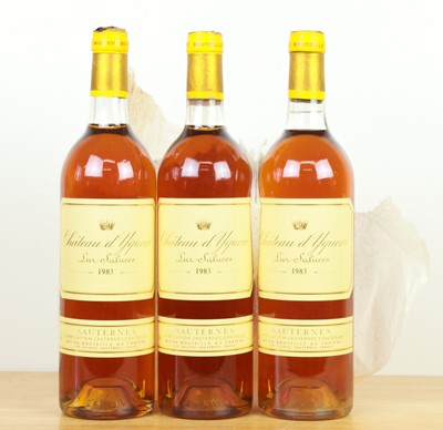 Lot 3 bottles Chateau d’Yquem Premier Grand Cru Classe Sauternes 1983
